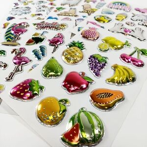 Fruit Stickers Metallic Puffy 3D Scrapbook Planner Journal Craft Decor 14 Pieces